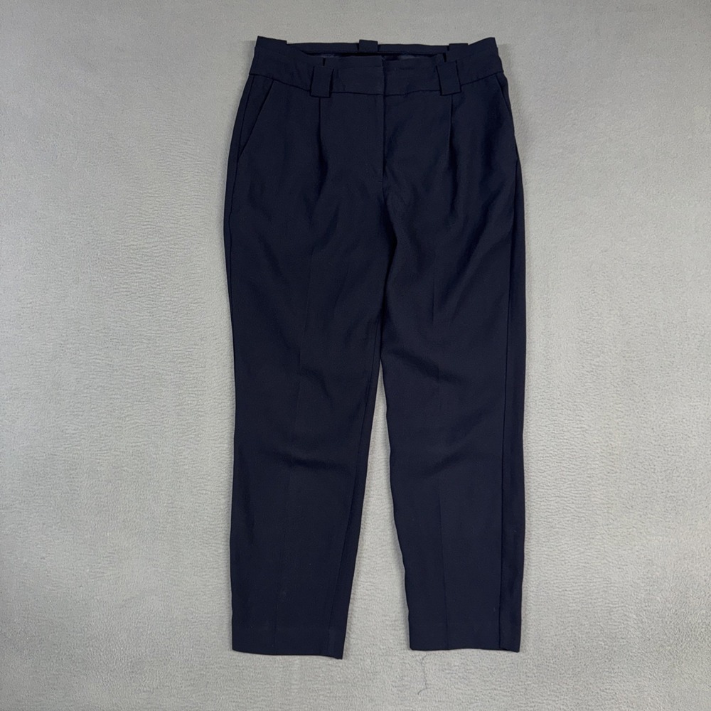Express Pants Womens 12 Blue High Rise Ankle Stretch Pleated Polyester Dress